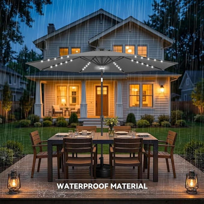 Solar Patio Umbrella with Centre Light, 10 ft Anthracite | 40 LED Lights, UV Protection, Solar Outdoor Umbrella for Porch, Deck, Pool, Table, Garden, Provides Evening Lighting