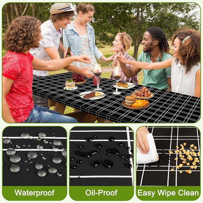 Picnic Table and Bench Cover Set, Waterproof Fitted Elastic Cloth | Portable Camping Essentials With Built-In Storage Pocket And Waterproof Fabric For Outdoor RV Or Picnic Table Use