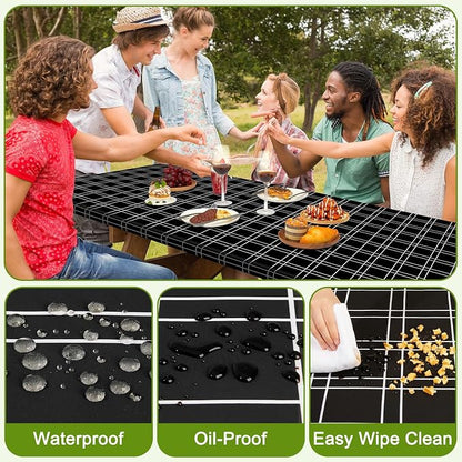 Picnic Table and Bench Cover Set, Waterproof Fitted Elastic Cloth | Portable Camping Essentials With Built-In Storage Pocket And Waterproof Fabric For Outdoor RV Or Picnic Table Use