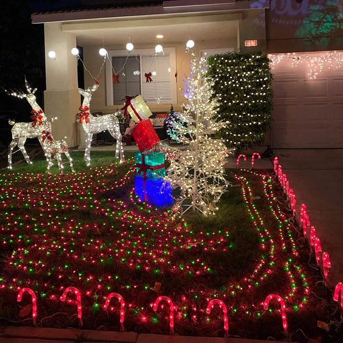 YEGUO 200 LED 66ft String Lights Outdoor Waterproof, Red and Green Christmas Lights Indoor, Green Wire Twinkle Tree Lights Plug in with Timer Memory 8 Modes