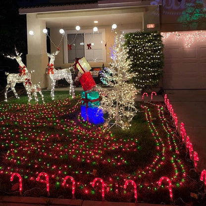 YEGUO 200 LED 66ft String Lights Outdoor Waterproof, Red and Green Christmas Lights Indoor, Green Wire Twinkle Tree Lights Plug in with Timer Memory 8 Modes