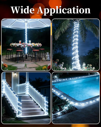 MERRIMAX M Solar Rope Lights Outdoor, 72FT 200LED Solar String Lights with 8 Lighting Modes, Waterproof Solar Powered Fairy Lights for Party Garden Yard Home Holiday Tree Decoration, Pure White