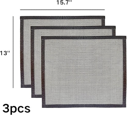 3 Pack Grill Mesh Mat Outdoor Grill, Heavy Duty and Non Stick BBQ Grilling Mats & Baking Mats, Resuable and Easy to Clean, Works on Gas Charcoal and Electric BBQ (15.7 x 13 Inch x 3 pcs)