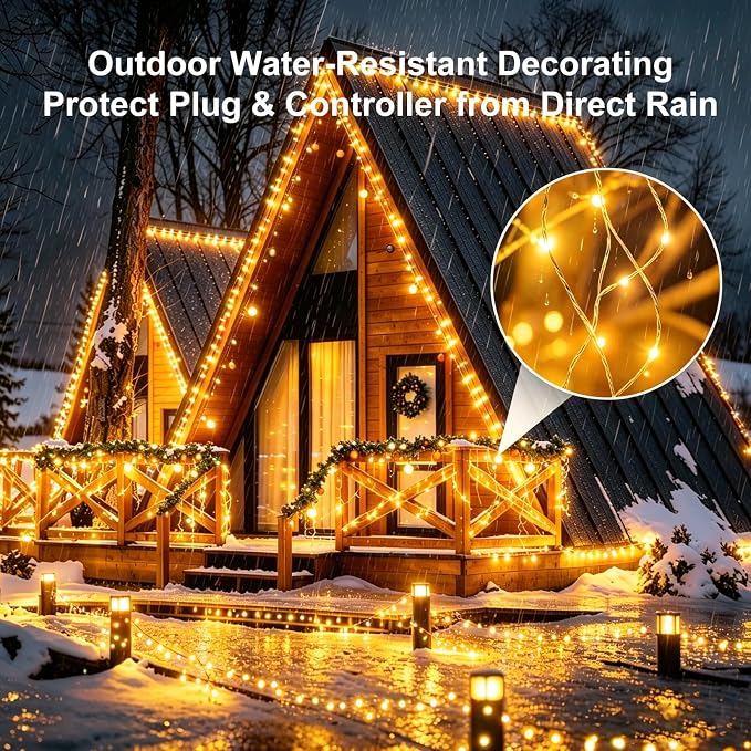 2 Pack 450 LED Fairy Lights Plug in 2 x 88FT Total 176FT Silver Wire Twinkle String Light with Remote Timer Dimmable Waterproof Copper Wire Lights for Bedroom Patio Garden Tree Wedding Christmas Decor