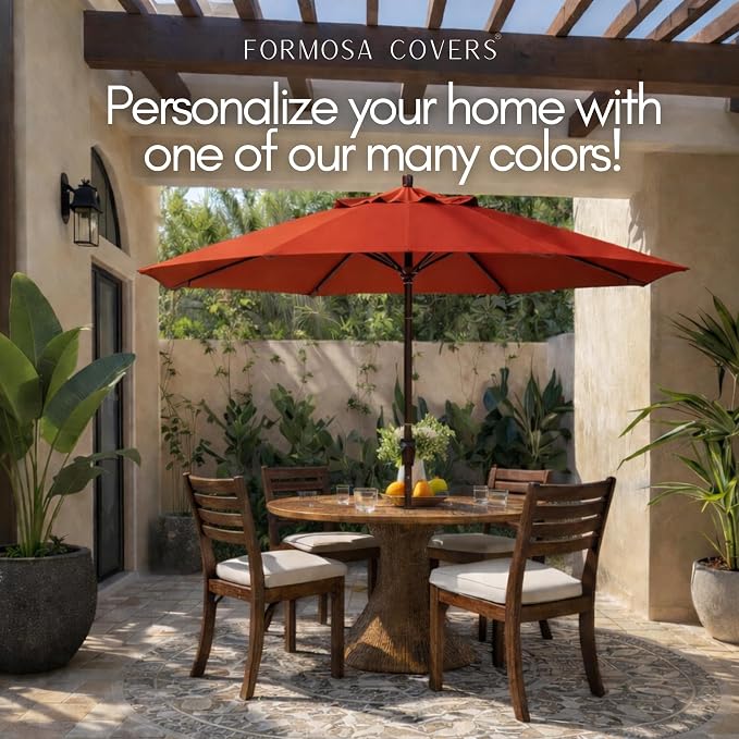 Formosa Covers 9ft 6 Ribs Market Patio Umbrella Replacement Canopy - Top Canvas - 600D UV Protective and Water Resistant Umbrella Fabric - Premium Replacement Canopy Cover ONLY (Red)