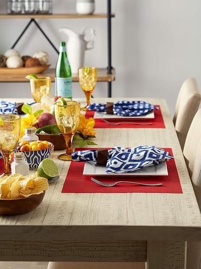 DII PVC Tabletop Collection Woven Indoor/Outdoor, Placemat Set, 13x17.25, Tango Red, 6 Piece (Pack of 12)