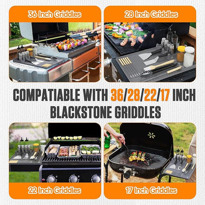 Griddle Accessories for Blackstone – Silicone Griddle Mat & Grease Cup Liners (2 Pack) – Fits 36” 28” 22” 17” Blackstone Griddles – BBQ Grilling Kits Set Gifts for Men (Grey)