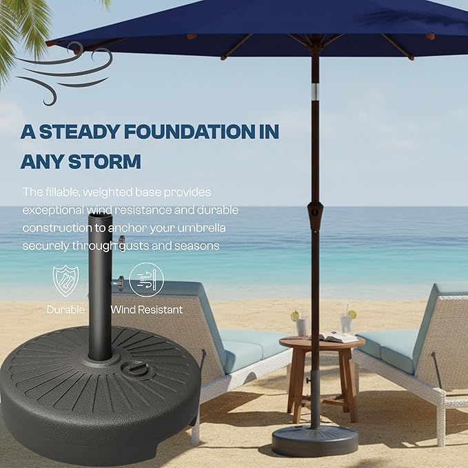 Umbrella Base Water Filled Stand 81.5lb Max Capacity Heavy Duty Patio Umbrella Base for Outdoor,Deck,Market,Lawn,Garden