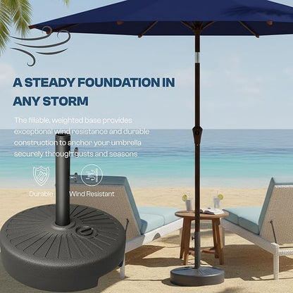 Umbrella Base Water Filled Stand 81.5lb Max Capacity Heavy Duty Patio Umbrella Base for Outdoor,Deck,Market,Lawn,Garden