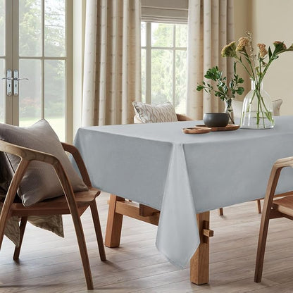 DWCN Square Tablecloth - 54 x 54 Inch - Waterproof Stain and Wrinkle Resistant Washable Table Cloth, Decorative Fabric Table Cover for Kitchen Dining Room Party and Outdoor Use, Silver Grey