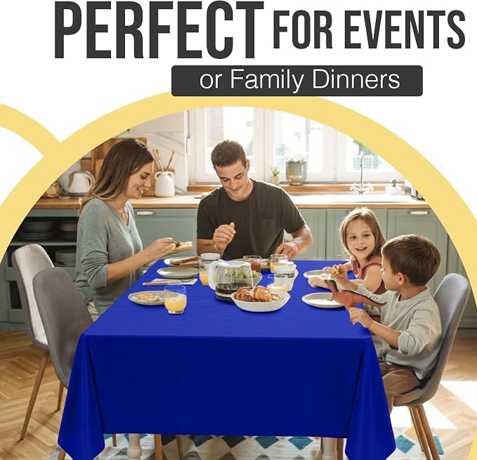 Exquisite 66% Thicker Premium Plastic Table Cloth Rectangle Table Cover 0.5 Mil 12 Pack Dark Blue Table Cloth 54 Inch x 108 Inch Disposable Tablecloth Won't Tear Easily Like Cheap Thin Brands
