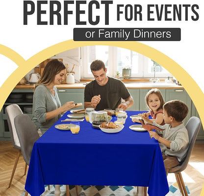 Exquisite 66% Thicker Premium Plastic Table Cloth Rectangle Table Cover 0.5 Mil 12 Pack Dark Blue Table Cloth 54 Inch x 108 Inch Disposable Tablecloth Won't Tear Easily Like Cheap Thin Brands