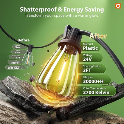 addlon 198(192+6) FT Solar String Lights Outdoor Waterproof with Remote, 96+8 LED Shatterproof Bulbs, Dimmable & Timable, Solar Lights Outdoor, Patio Lights for Garden,Backyard,Party,Camping Decor