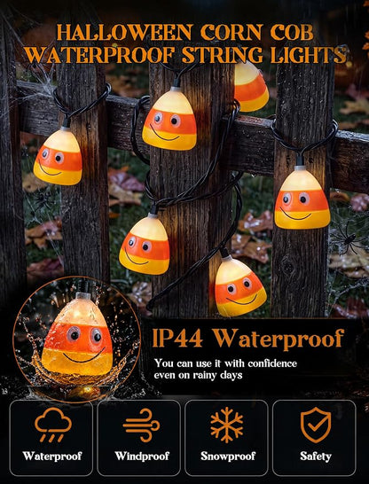8.5FT Corn Husks Halloween String Lights, 10 LED Fall Harvest Decor Plug in | Shatterproof & Waterproof, Connect End-to-end, 2700K Warm White Glow, UL certified for Home Patio Yard Party Halloween Decor