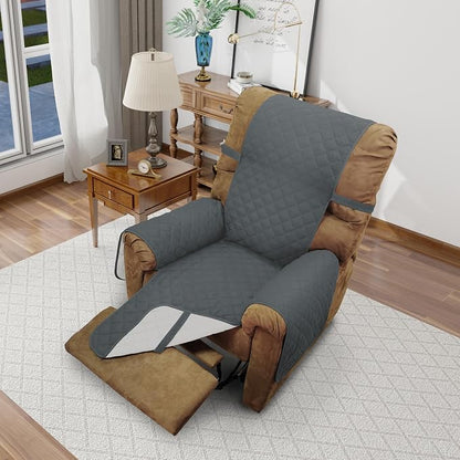 Reversible Chair Covers for Recliner Oversized, Dark Blue | Recliner Oversized Covers for Living Room with Elastic Straps, Water Repellent, Chair Protectors Covers for Dogs