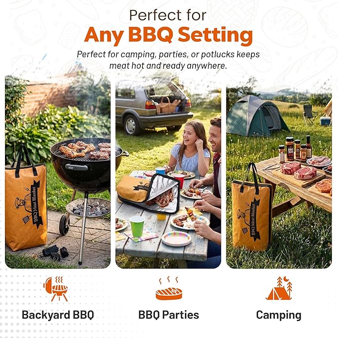 21in Insulated BBQ Meat Resting Bag with Silicone Oven Mitts – 5-Layer Reusable Meat Swaddle, Blanket for Smoker, Beef, Pork, Turkey, Meat Cooler and Resting Bag – Brown