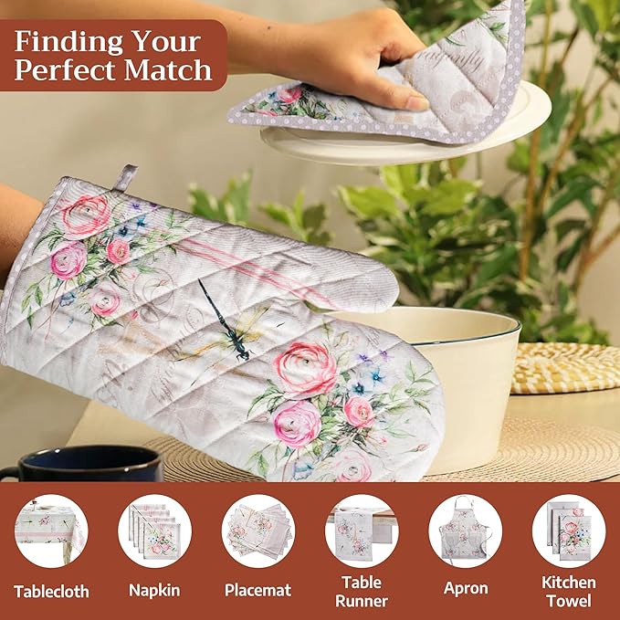 Maison d' Hermine Pot Holders 100% Cotton Heat Resistant Potholders 8" x 8" Hot Pads with Loop BBQ Cooking Baking Hotel Farmhouse Kitchen Handling Hot Pans Spring Summer (Pack of 1, Champ De Mars)