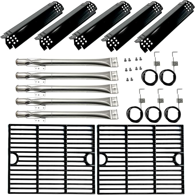 Kit DG282 Replacement for Home Depot Nexgrill 720-0830H, 5 Burner 720-0888 720-0888N 720-0888S Gas Grill, 5PK Grill Burner, Heat Plate, igniters, Cooking Grates Parts 13.25 x 17" each