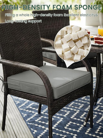Outdoor Chair Cushion 22 x 22 x 4 Inches Patio Furniture Outdoor Waterproof Seat Cushion, Patio Chair Cushion with Handles and Ties, Square Dining Chair Cushion Set of 2, Light Grey