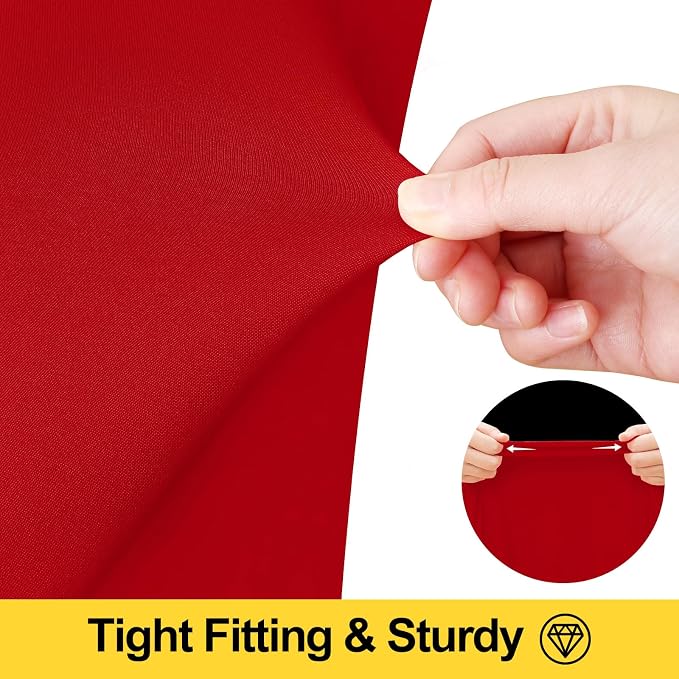 Smiry Spandex Elastic Fitted Table Cloth Skirt for 6FT Rectangle Table | Stretch Washable Table Cloth, Banquet Table Cover for Wedding, Party, Indoor & Trade Shows, (Red, 72Lx30Wx30H)