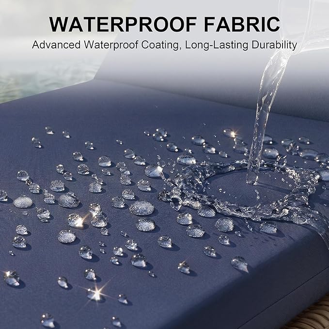 Crestlive Products Waterproof Outdoor Chaise Lounge Cushions Set of 2, Fade Resistant Patio Furniture Lounge Chair Cushion, 80" L x 23" W