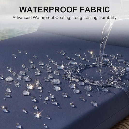Crestlive Products Waterproof Outdoor Chaise Lounge Cushions Set of 2, Fade Resistant Patio Furniture Lounge Chair Cushion, 80" L x 23" W
