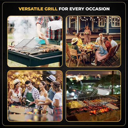 UPGRILLZ Fish Grill Baskets for Outdoor Grill Vegetables, Fish Grilling rack for Grill, BBQ Grilling Basket, Stainless steel Grill Basket for Veggies, shrimp