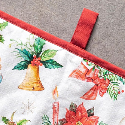 Maison d' Hermine Double Oven Mitts 100% Cotton Double Oven Glove (7"x35") | Heat Resistant BBQ Cooking Gloves with Loop Baking Kitchen Home Hotel Farmhouse Thanksgiving Christmas - Chromo