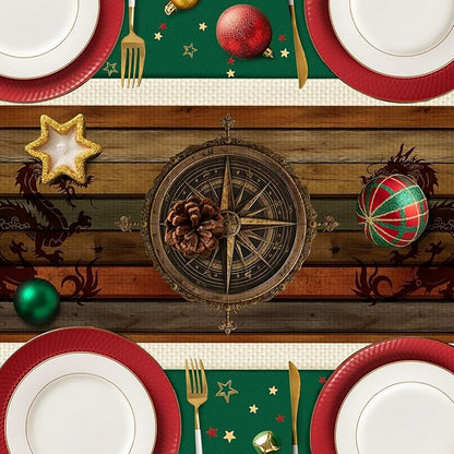 Compass Table Runner,Dining Decor for Kitchen Coffee Table Family Dinners Holiday Parties Wedding Events Decor(13x72 inch)