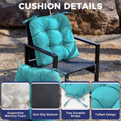 IASEAHK Outdoor Chair Cushions Set of 4, 19" x 19" x 5", Waterproof Outdoor Seat Cushions for Patio Furniture, Fade-Resistant Patio Chair Cushion, Dining Wicker Chair Pads for Porch Garden, Teal