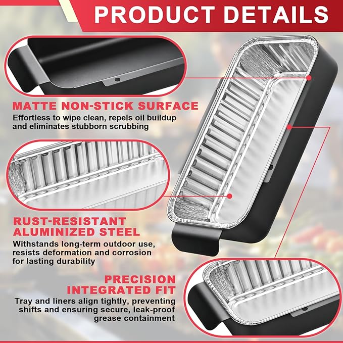 G416-0015-W1 Grill Grease Tray Replacement for CharBroil Performance 463242716 463234513 463344523 G325-5703-W1 463331221 463365021 463448021 9328812P06 Grill Parts with 10 Pack Aluminum Foil Drip Pan
