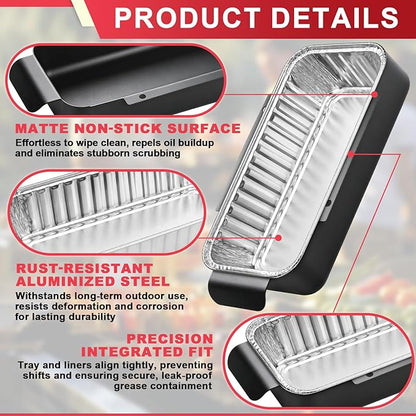G416-0015-W1 Grill Grease Tray Replacement for CharBroil Performance 463242716 463234513 463344523 G325-5703-W1 463331221 463365021 463448021 9328812P06 Grill Parts with 10 Pack Aluminum Foil Drip Pan