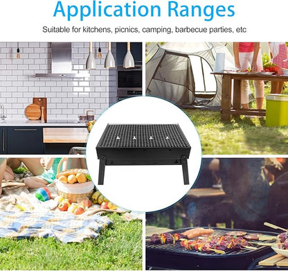 Alvinlite Barbecue Grill Stainless Steel - Kabab Grill Folding Camping Grill BBQ for Shish Kabob Grill Cooking Small Grill Portable Charcoal Tabletop Grill Barbecue