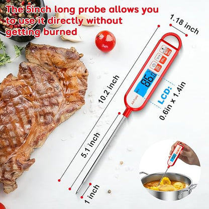 Digital Instant Read Meat Thermometer Kitchen Cooking Food Candy Thermometer for Oil Deep Fry BBQ Grill Smoker Thermometer by AikTryee