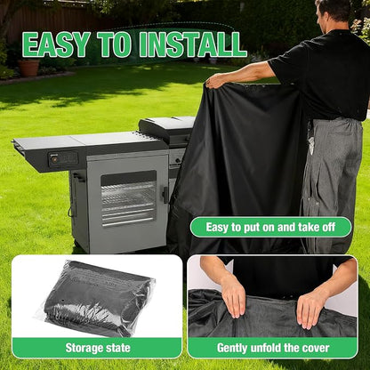Grill Cover for Blackstone Bronco 28" XL Griddle 2415 | Heavy Duty Waterproof Outdoor griddle cover 85 Inch for 3 Burner Vertical Pellet Smoker Combo 2415-86"L x 25"W x 35"H(Black)