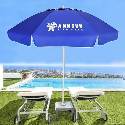 AMMSUN 6.5ft Portable Patio Beach Umbrella for Sand with Tilt, Air Vent | UPF50+ Sun Protection, Windproof Outdoor Umbrellas with Carry Bag, for Patio Beach Garden Pool Backyard, Navy