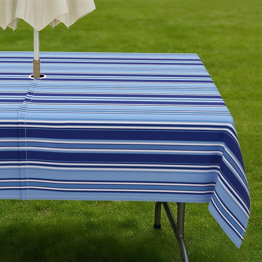 Outdoor Tablecloth with Umbrella Hole Elegant Zipper Patio Table Cloth for Outdoor Patio Garden Yard Decor