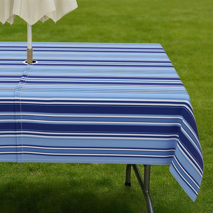 Outdoor Tablecloth with Umbrella Hole Elegant Zipper Patio Table Cloth for Outdoor Patio Garden Yard Decor