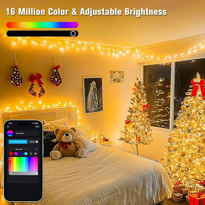 JMEXSUSS 800 LED RGB String Light Outdoor Indoor, Halloween Lights Plug in | 264 Ft Color Changing Christmas Lights Clear Wire Smart Lights for Bedroom Tree Room Party Birthday Xmas Decor, Remote