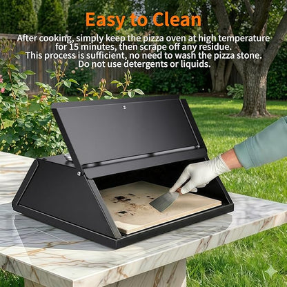 Outdoor Pizza Oven for Grill, Grill Top Pizza Oven with Pizza Stone & Thermometer, Stainless Steel Pizza Oven Accessory for Gas, Charcoal & Propane Grills, for Backyard Pizza Nights, Outdoor Cooking