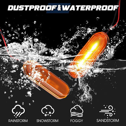 Front LED Grill Lights Compatible with Ford Bronco Accessories 2021 2022 2023 2024 2025 2/4-Door Badlands Wildtrak Everglades, Amber Light, 3PCS