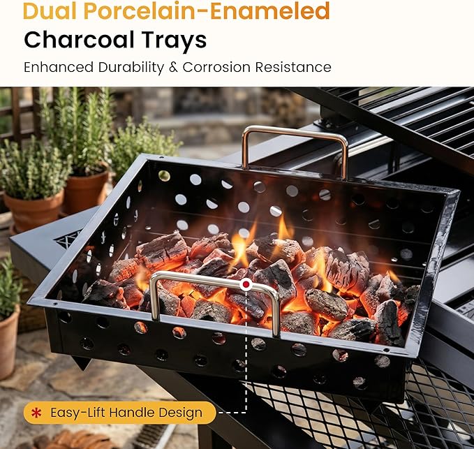Captiva Designs Argentine Santa Maria Grill – Wood Fire and Charcoal BBQ with Adjustable Height Grates, Large Outdoor Open Fire Grill for Patio, Backyard Gaucho Grilling