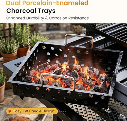 Captiva Designs Argentine Santa Maria Grill – Wood Fire and Charcoal BBQ with Adjustable Height Grates, Large Outdoor Open Fire Grill for Patio, Backyard Gaucho Grilling