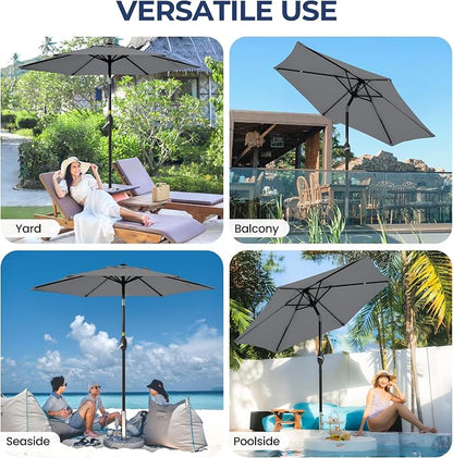 Wisteria Lane Outdoor Patio Umbrella, 7.5' Patio Umbrella, Market Umbrella, Large Outdoor Umbrella, Metal Pole Umbrella with Push Button Tilt and Crank, Polyester Canopy