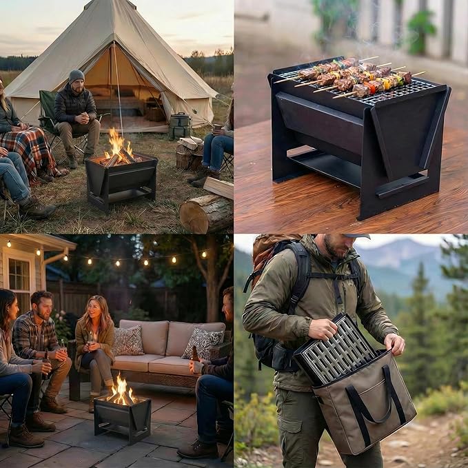 Portable Charcoal Grill – Foldable BBQ Grill –Tabletop Camping Grills for Outdoor,Backyard,Picnics– Camp Cooking Gear