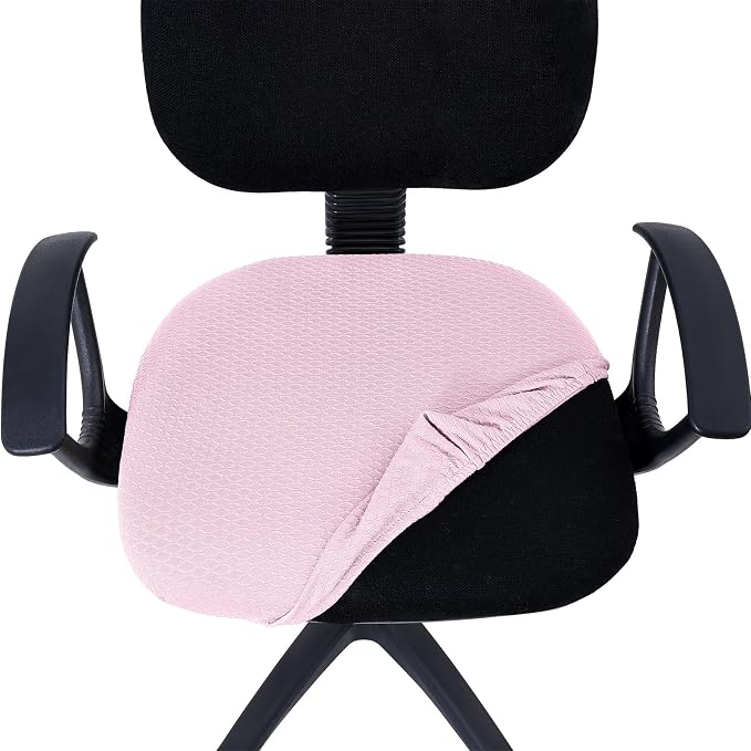 Smiry Office Computer Chair Seat Covers for Desk, Anti-dust Protector | Stretch Jacquard Removable Washable Desk Chair Seat Cushion Protectors, Pink