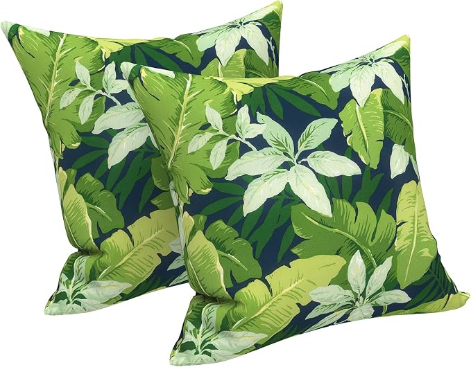 LVTXIII 2 Pack Outdoor Pillow Covers ONLY 18x18 Inch, Water-Repellent Square Decorative Cushion Covers for Patio Furniture, Garden, Sofa, Jungle Leaves