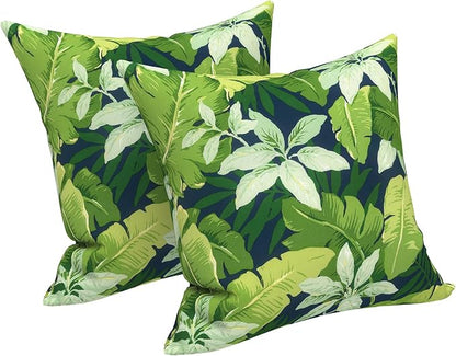LVTXIII 2 Pack Outdoor Pillow Covers ONLY 18x18 Inch, Water-Repellent Square Decorative Cushion Covers for Patio Furniture, Garden, Sofa, Jungle Leaves