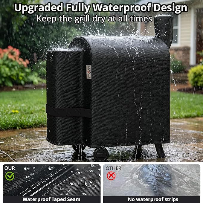 Pellet Grill Cover for Traeger Pro 22/575 Series,1000D Heavy Duty Rip-Proof Material Smoker Cover,Waterproof UV and Fade Resistant Grill Cover with Straps & Zippers for Traeger Lil'Tex Elite,Eastwood