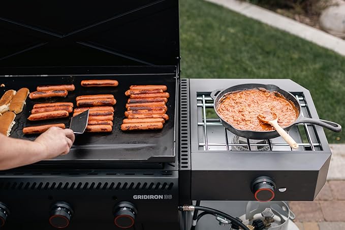 Camp Chef Gridiron Pro- 36" Outdoor Griddle Grill with Side Burner, Flamethrower Ignition & Hinged Lid - Premium 36" Flat Top Grill for Outdoor Cooking